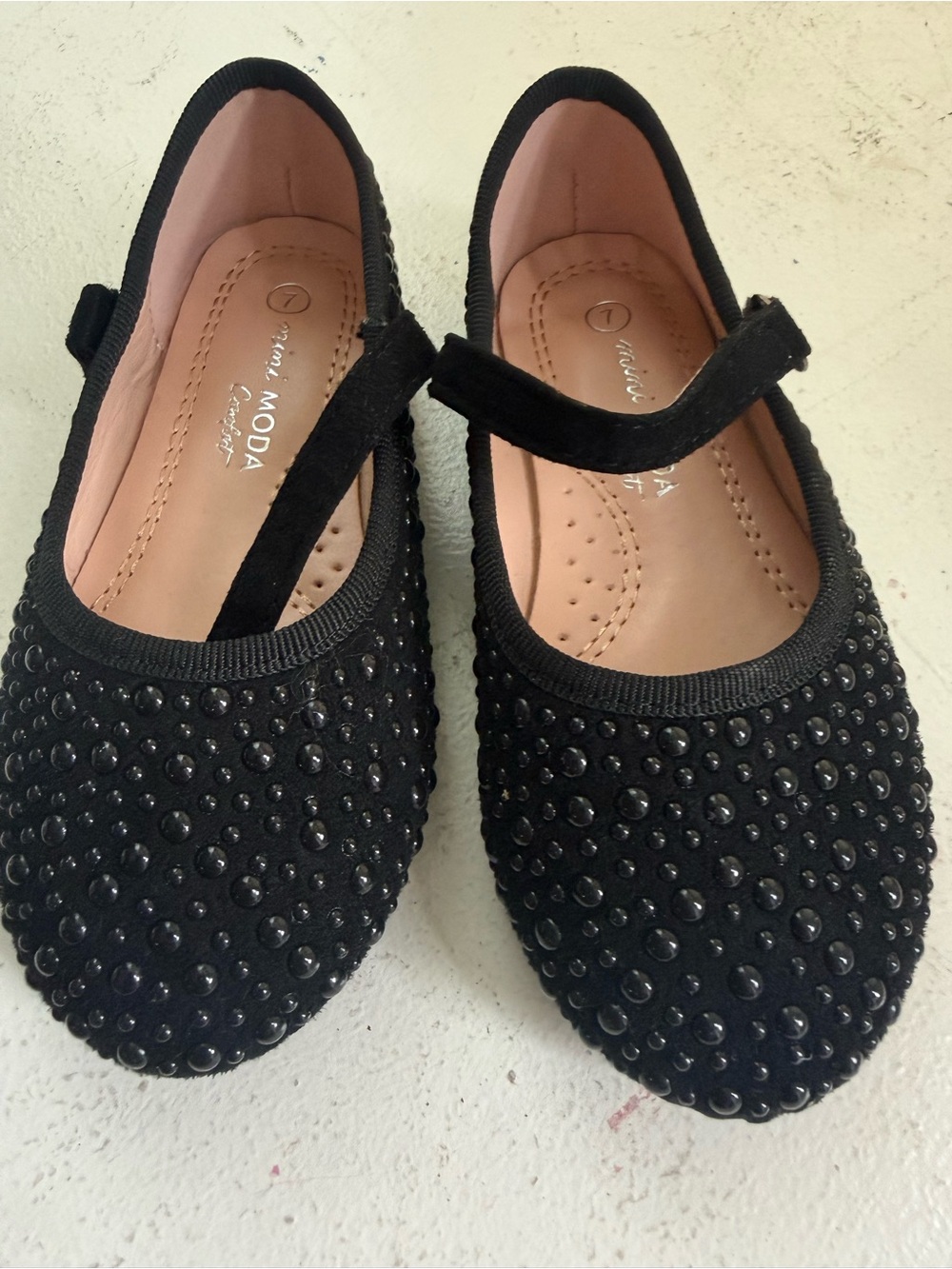 Moda Black Girls Mary Jane Flats with Rhinestone Studs
